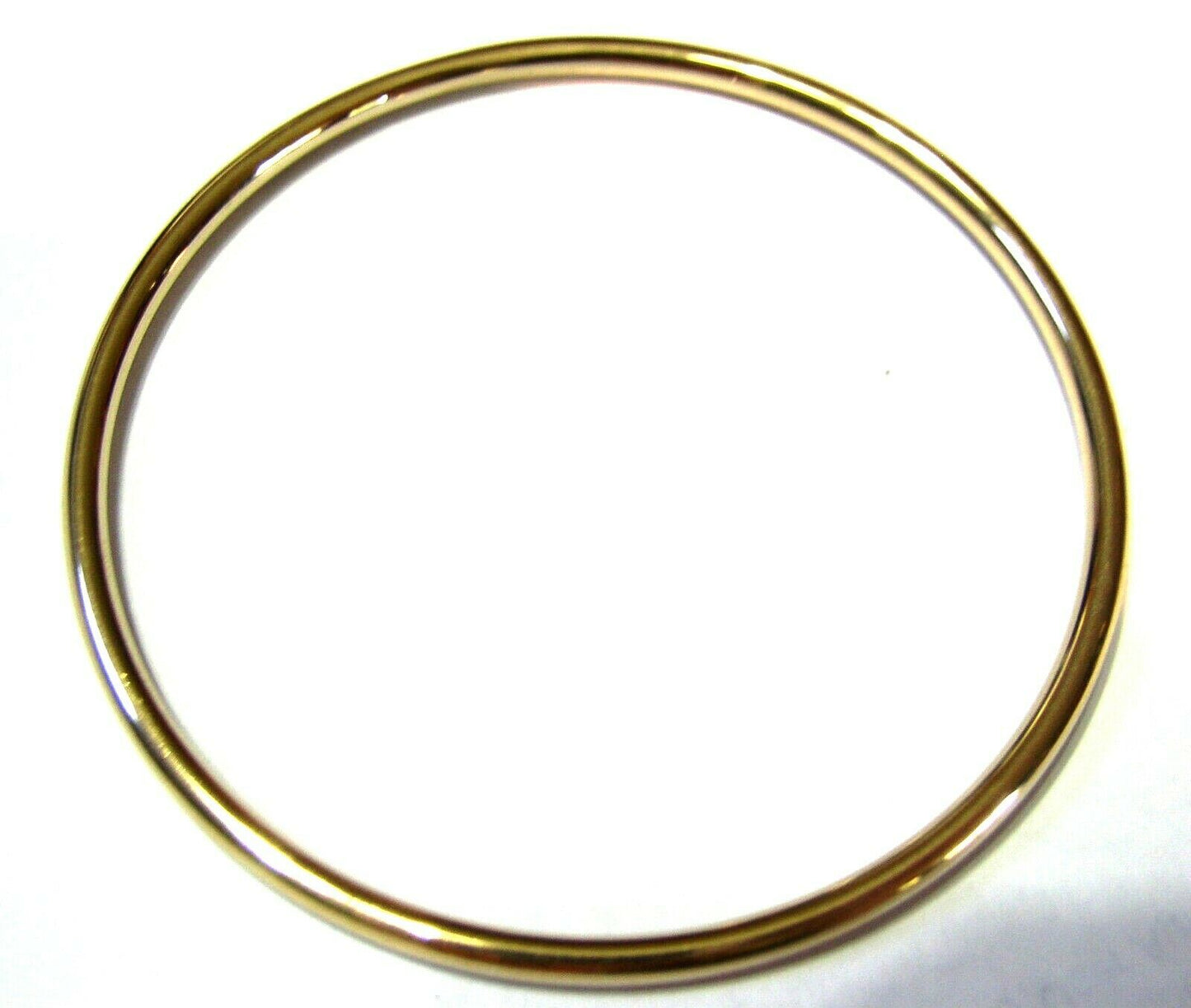 Genuine 9ct Yellow, Rose or White gold 3mm wide GOLF bangle 65mm inside diameter