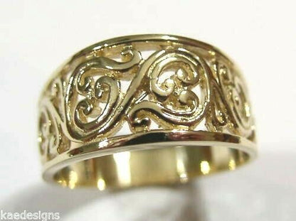 Kaedesigns New Size Q1/2 9ct Full Yellow, Rose or White Gold Filigree Flower Swirl Ring