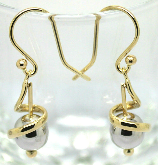 Kaedesigns New 9ct 9k Yellow & White Gold 8mm Swirl Ball Earrings