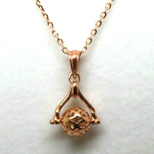 9ct Rose Gold Thin Cable Chain Necklace 50cm + Spinner Ball Pendant