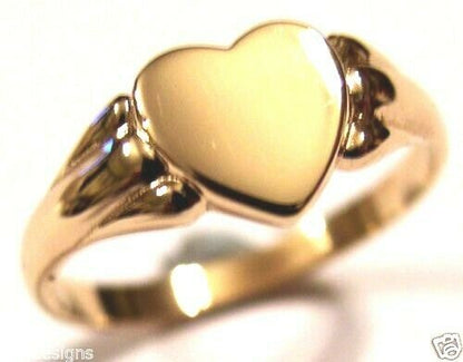 Kaedesigns, New Genuine New Solid 9ct Yellow, Rose or White Gold Heart Signet Ring Size S