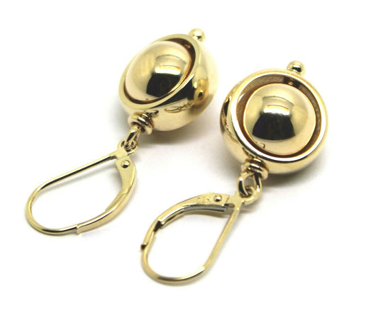 Heavy 9ct Yellow, Rose or White Gold Continental Hooks 10mm Ball Spinning Belcher Earrings