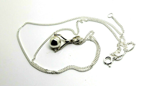 Genuine Sterling Silver Chain 60cm Necklace & Ball Spinner Pendant