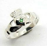 Kaedesigns New Sterling Silver 925 Green Emerald Claddagh Ring - Choose your size