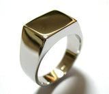 Genuine Heavy Solid 9ct White Or Rose Or Yellow Gold Rectangular Men Signet Ring