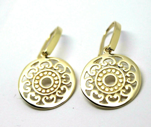 Kaedesigns New Genuine 9ct Yellow, Rose or White Gold Flat Filigree Drop Round Earrings