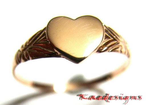 Size M Kaedesigns Solid Genuine New 9ct 9kt Yellow, Rose or White Gold Heart Signet Ring