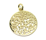 Genuine Solid 9ct 9kt Yellow, White Or Rose Gold Round Filigree Pendant