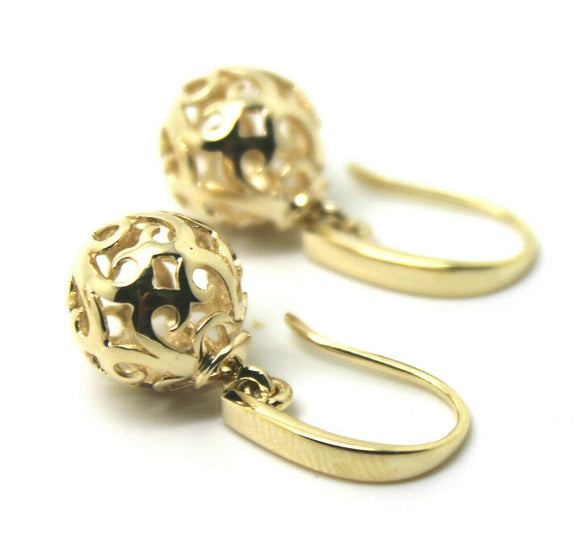 Genuine 9ct Yellow, Rose or White Gold Large Heavy 12mm Euro Ball Drop Hook Filigree Earrings
