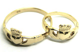 Genuine His & Hers Set Solid 9ct Yellow Gold Celtic Claddagh Wedding Bands Couple Rings