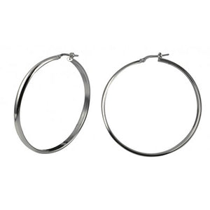 Sterling Silver Half Round Hoops Extra Large 50mm 4mm wide