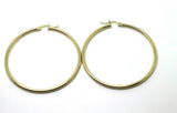 9ct Yellow Gold Medium 4cm Wide Hollow Hoop Round Earrings *Free Express Post
