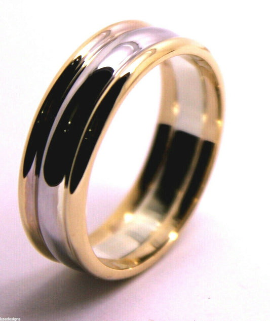 Genuine Full Solid 9ct White & Rose Gold Heavy Band Ring Size X