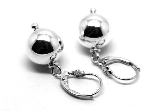 Sterling Silver 925 Ball Earrings 12mm Continental Clip Earrings