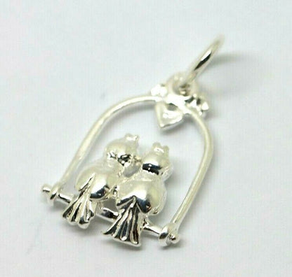 Genuine Sterling Silver 925 Lovebirds Love Birds Pendant