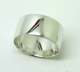 Size P Genuine Sterling Silver 10mm Wide Dome Ring Comfort Fit
