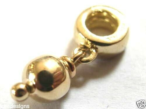 Genuine 9ct Yellow or Rose or White Gold or Silver Ball bead for charm bracelet