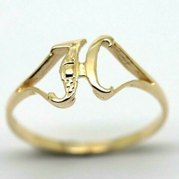 Kaedesigns, Genuine, Solid Yellow Or Rose Or White Gold 375 Initial Ring H