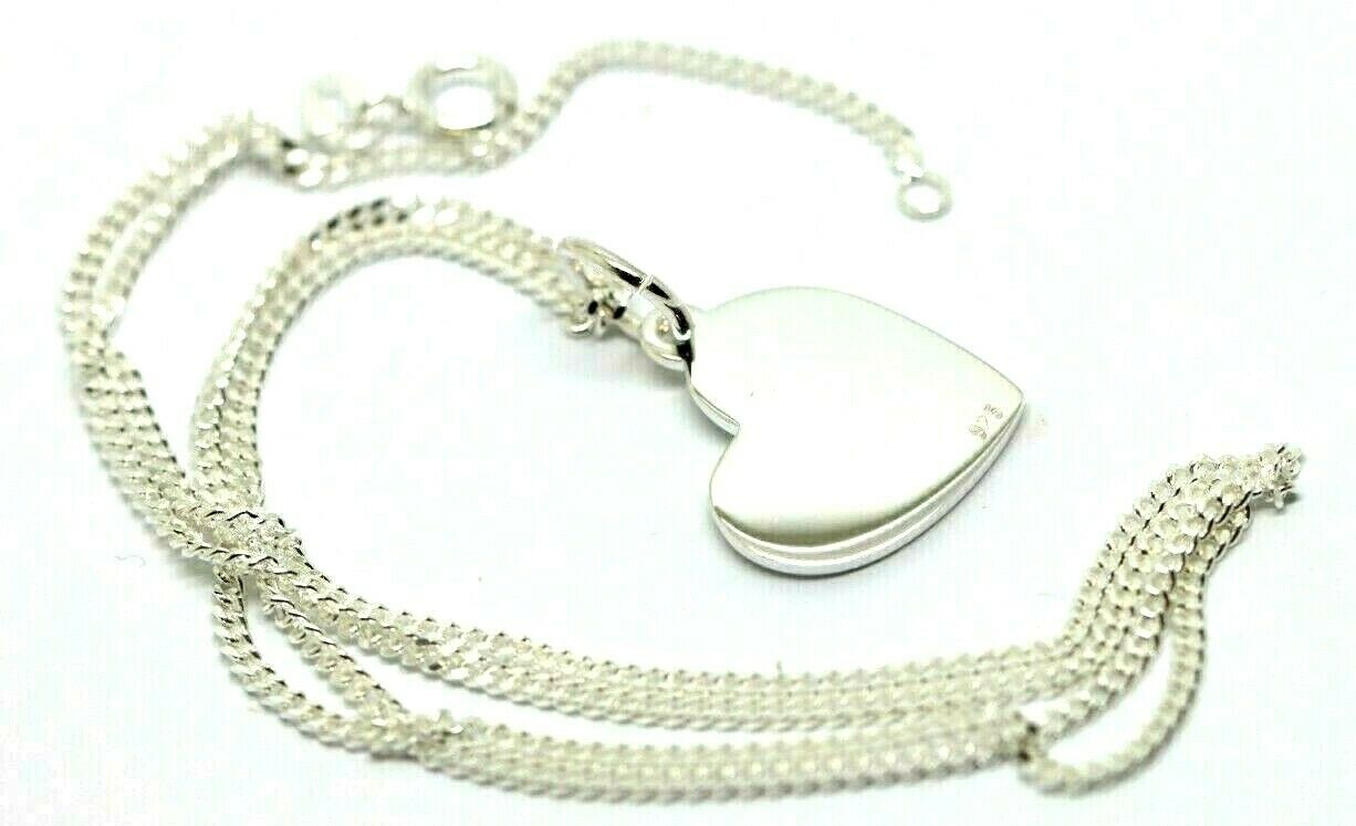 Sterling Silver Heart Shield Pendant Engraving available + Diamond Cut Chain