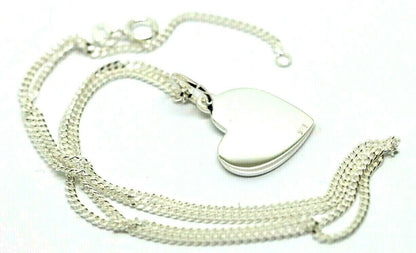 Sterling Silver Heart Shield Pendant Engraving available + Diamond Cut Chain