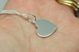 Sterling Silver Heart Shield Pendant Engraving available + Diamond Cut Chain
