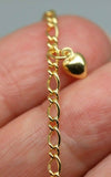 Genuine 9ct 9k Solid Yellow Gold 25cm Oval Figaro Anklet with Heart Charm