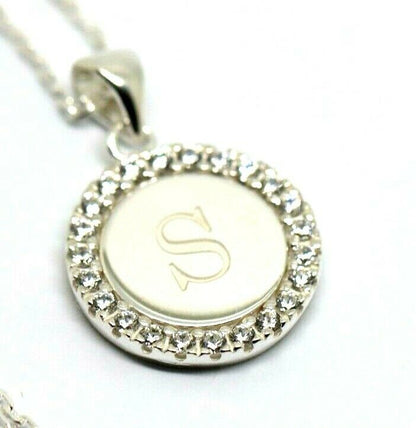 Sterling Silver Cubic Zirconia Initial S Pendant with 45cm Chain