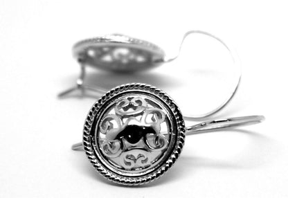 Kaedesigns, 9ct Yellow, White, Or Rose Gold Filigree Round Shepard Hook Earrings