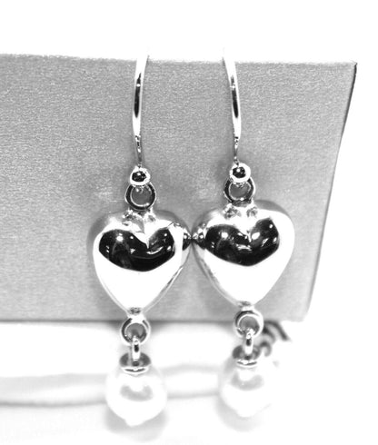 Kaedesigns, New 9ct 9k Yellow Gold Or White Gold Or Rose Gold Heart Pearl Earrings