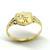 Size K 9ct Yellow Gold Cubic Zirconia Shield Signet Ring -Letter K