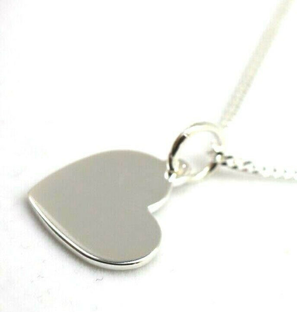 Sterling Silver Heart Shield Pendant Engraving available + Diamond Cut Chain