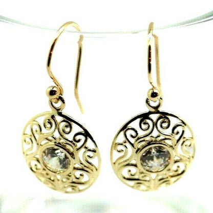 9ct Yellow, White, or Rose Gold Cubic Zirconia Oval Filigree Hook Earrings