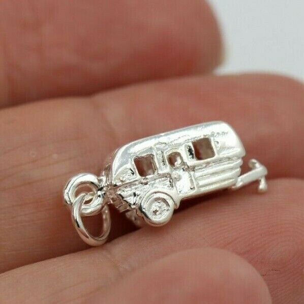 Genuine Sterling Silver 925 Caravan 3D Pendant Or Charm