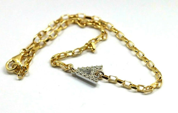 Genuine 9ct 375 Solid Yellow Gold Belcher 19cm Bracelet Diamond Initial A