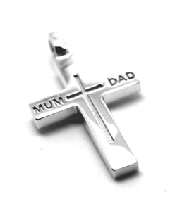 Kaedesigns New Genuine Sterling Silver Love Mum & Dad Cross Pendant
