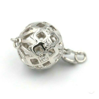 Kaedesigns New Genuine Sterling Silver 10mm Cubic Zirconia Ball Clasp