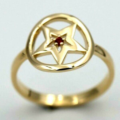 Kaedesigns New Solid Genuine Ruby Set 9ct 375 Yellow, Rose & White Gold Star Circle Dress Ring, Size O to T