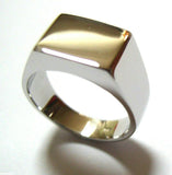 Kaedesigns New Mens Solid Sterling Silver Square Signet Ring, Choose your size