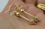 Genuine 9ct 9kt Yellow, Rose or White Gold Spinning 6mm Plain + 8mm 45mm drop Filigree Ball Drop Earrings