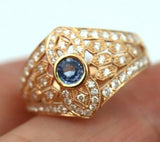 Kaedesigns New Genuine 18ct Rose Gold Blue Sapphire Diamond Dress Ring * Free Express Post
