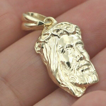 Kaedesigns, Genuine heavy 9ct 9k Yellow, Rose or White Solid Gold Jesus Pendant Religious