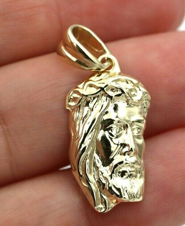 Kaedesigns, Genuine heavy 9ct 9k Yellow, Rose or White Solid Gold Jesus Pendant Religious