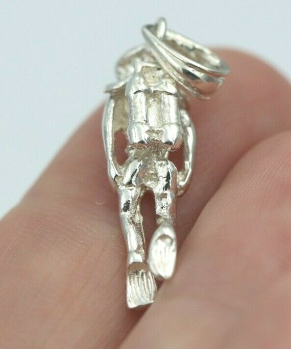 Genuine Sterling Silver Scuba DIver Charm or Pendant Ocean Dive Diving