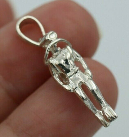 Genuine Sterling Silver Scuba DIver Charm or Pendant Ocean Dive Diving