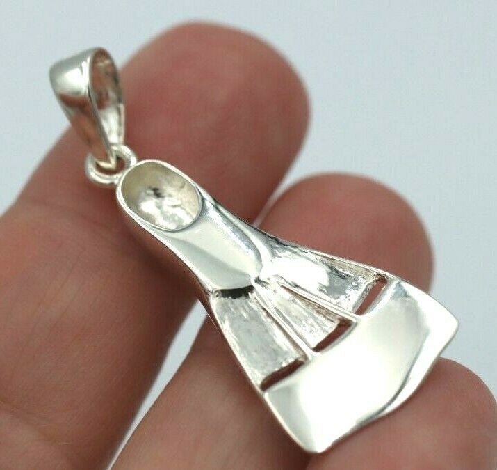 Sterling Silver 925 Scuba Diver Flipper Fin Flip Charm or Pendant Ocean Dive Diving