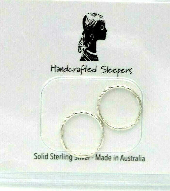 Genuine Sterling Silver Sleepers Twist Hinged Earrings 14mm *Free post in oz