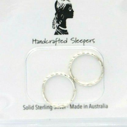 Genuine Sterling Silver Sleepers Twist Hinged Earrings 14mm