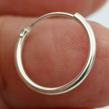 925 Sterling Silver Hoop Ring Bead Sleeper Earrings 14mm, 12mm or 10mm