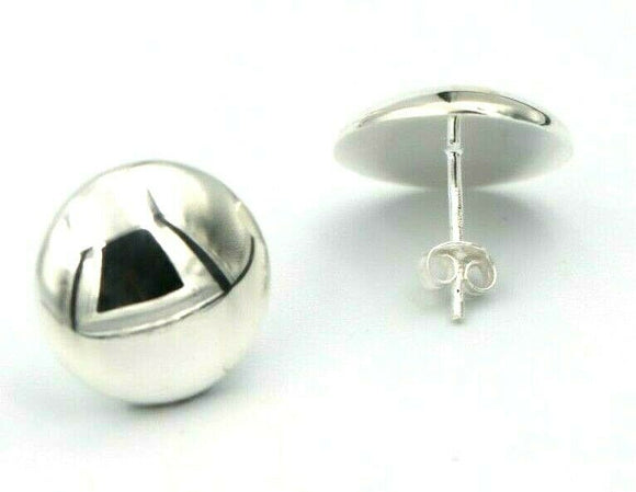 Genuine New Sterling Silver Ball Earrings 16mm Button Stud Earrings *Free post
