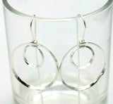 Sterling Silver Ball Earrings Open Double Circle Earrings long hooks -Free post